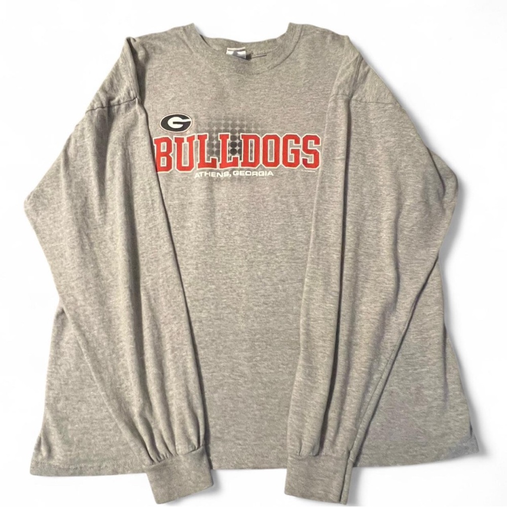 Gildan Gray Long Sleeve Tee with Red Print